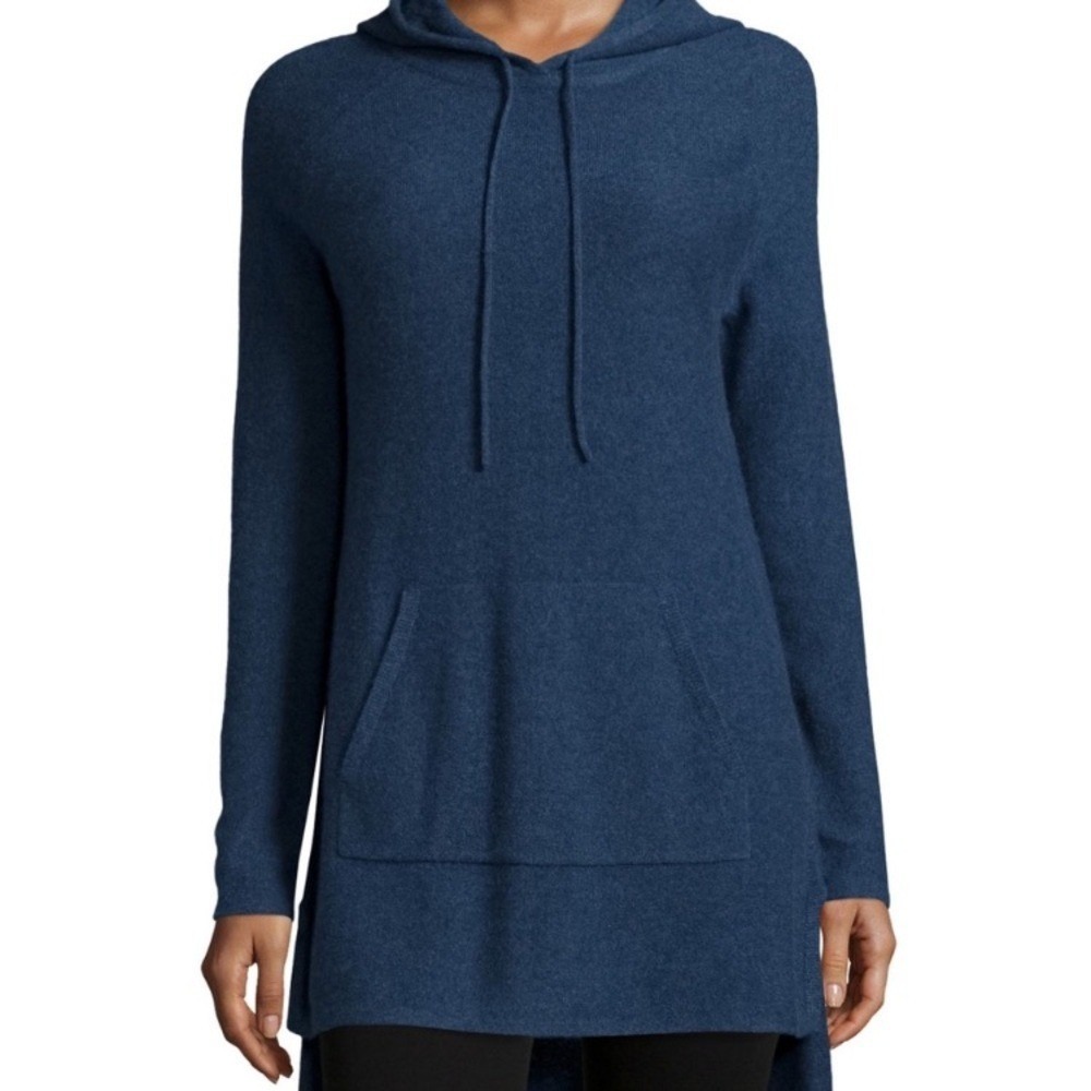 Neiman Marcus 100% Cashmere Collection Kangaroo Hoodie size S blue soft cozy